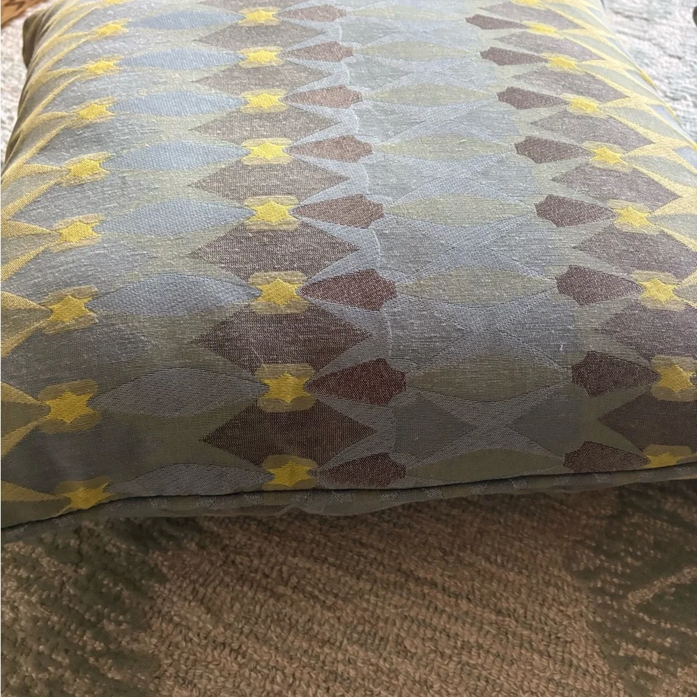 New! West ElmGeometric Pattern Decorative Pillow Pair in Sage and Yellow